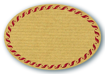 Schmucketikett Oval klein 54x37mm - Naturpapier Selbstklebend Motiv: Kordel  -  Farbe: bordeaux Packung á 250 Stück auf Rolle Stück