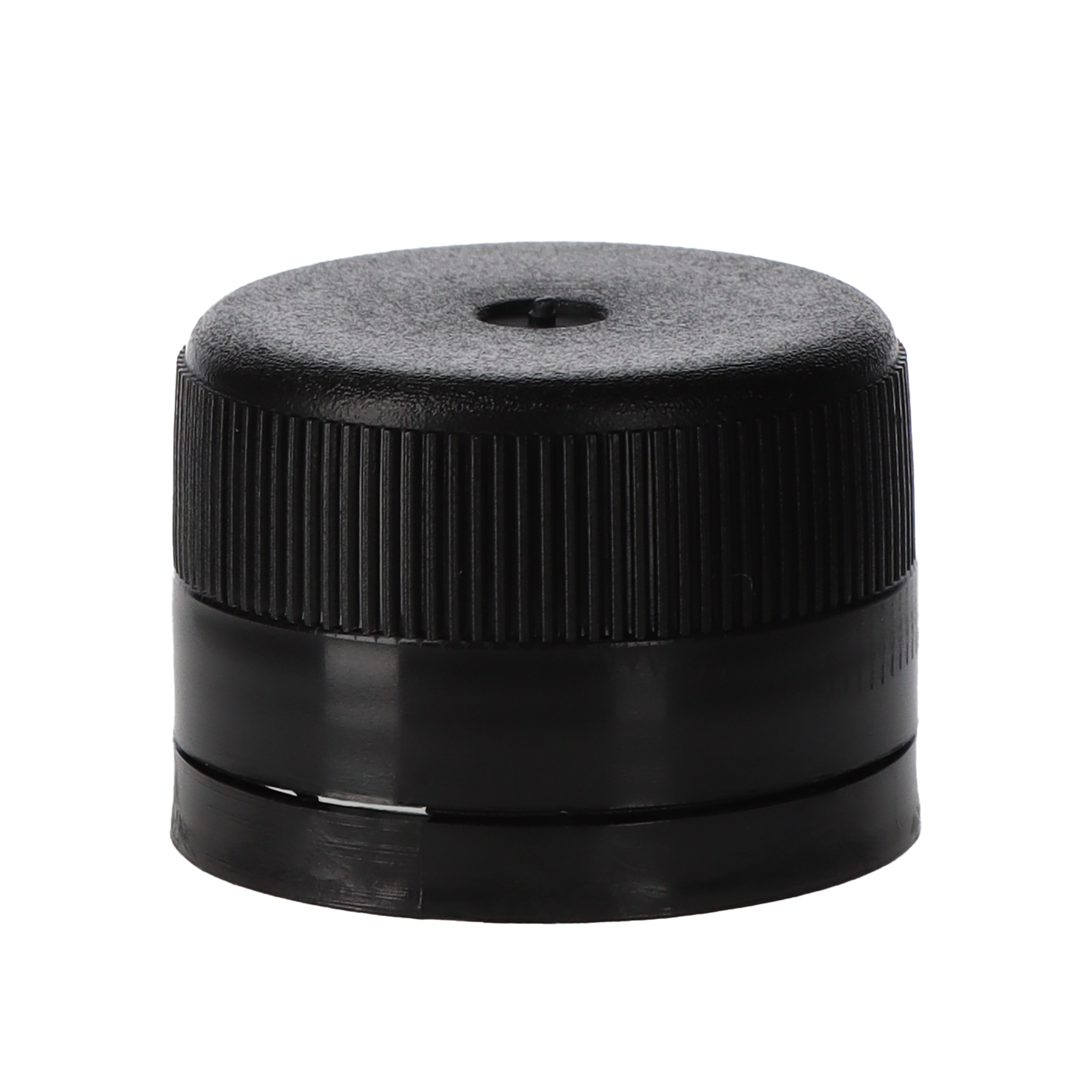 PP31,5 Schraubverschluss schwarz - Kunststoff mit Ausgießer, Gewinde & Sicherungsring  Beutel à 100 Stück