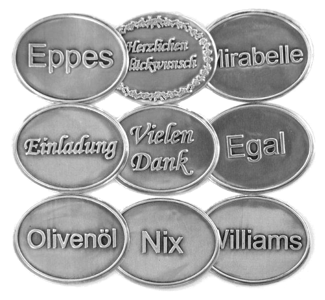 Zinnetiketten - Oval 45x35 - Einladung  Stück