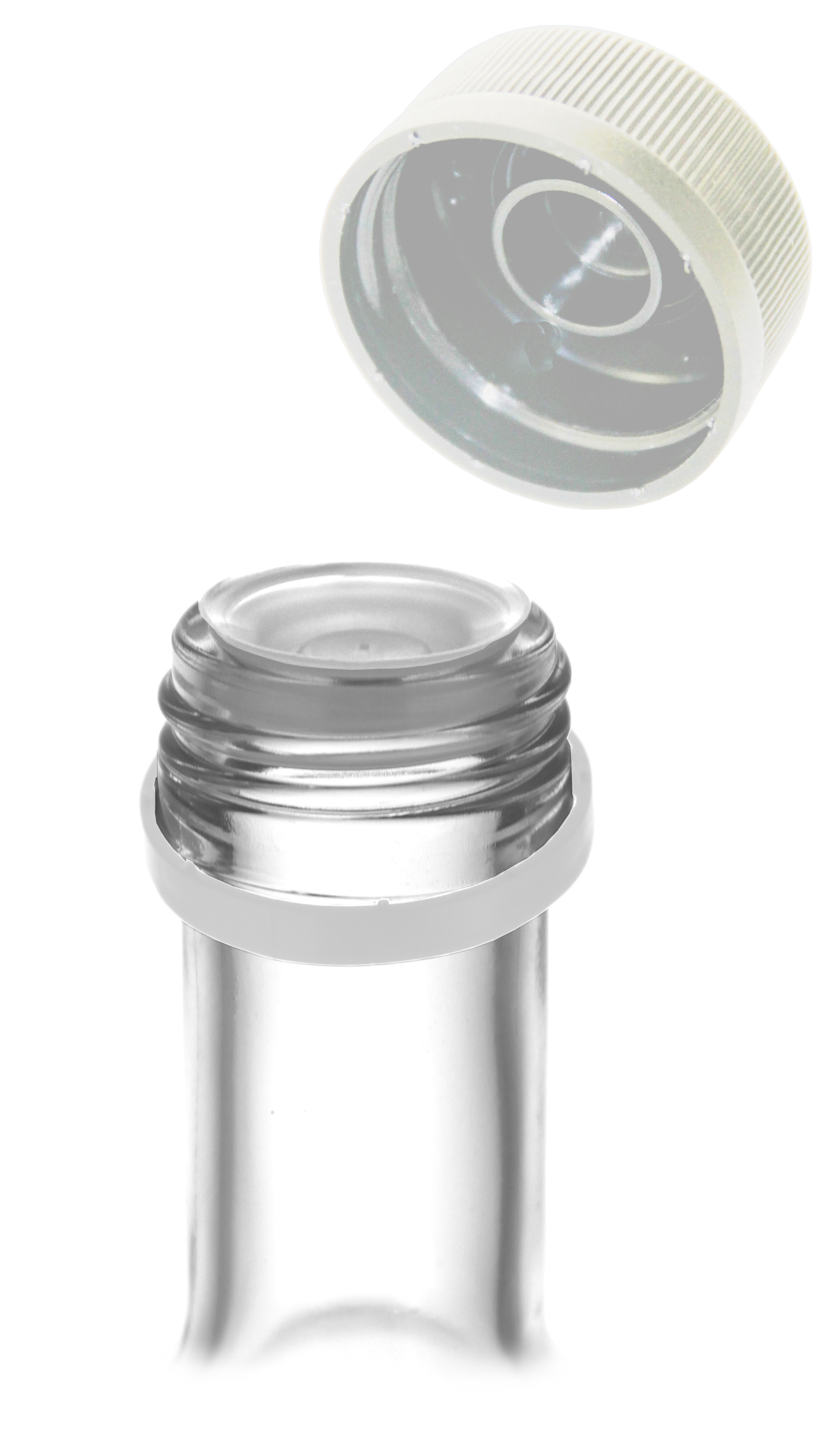 PP31,5 Schraubverschluss silber - Kunststoff mit Ausgießer, Gewinde & Sicherungsring Beutel à 100 Stück