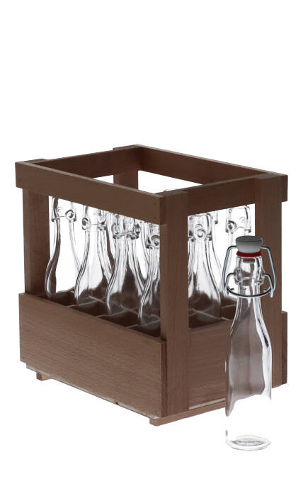 Holzsteige mit 12 x Weinbrand 40ml inkl. Bügelverschluss, unmontiert Stück