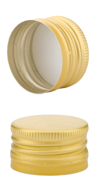 Schraubverschluss Alu PP28/18 gold mit Gewinde & Sicherungsring Beutel à 100 Stück