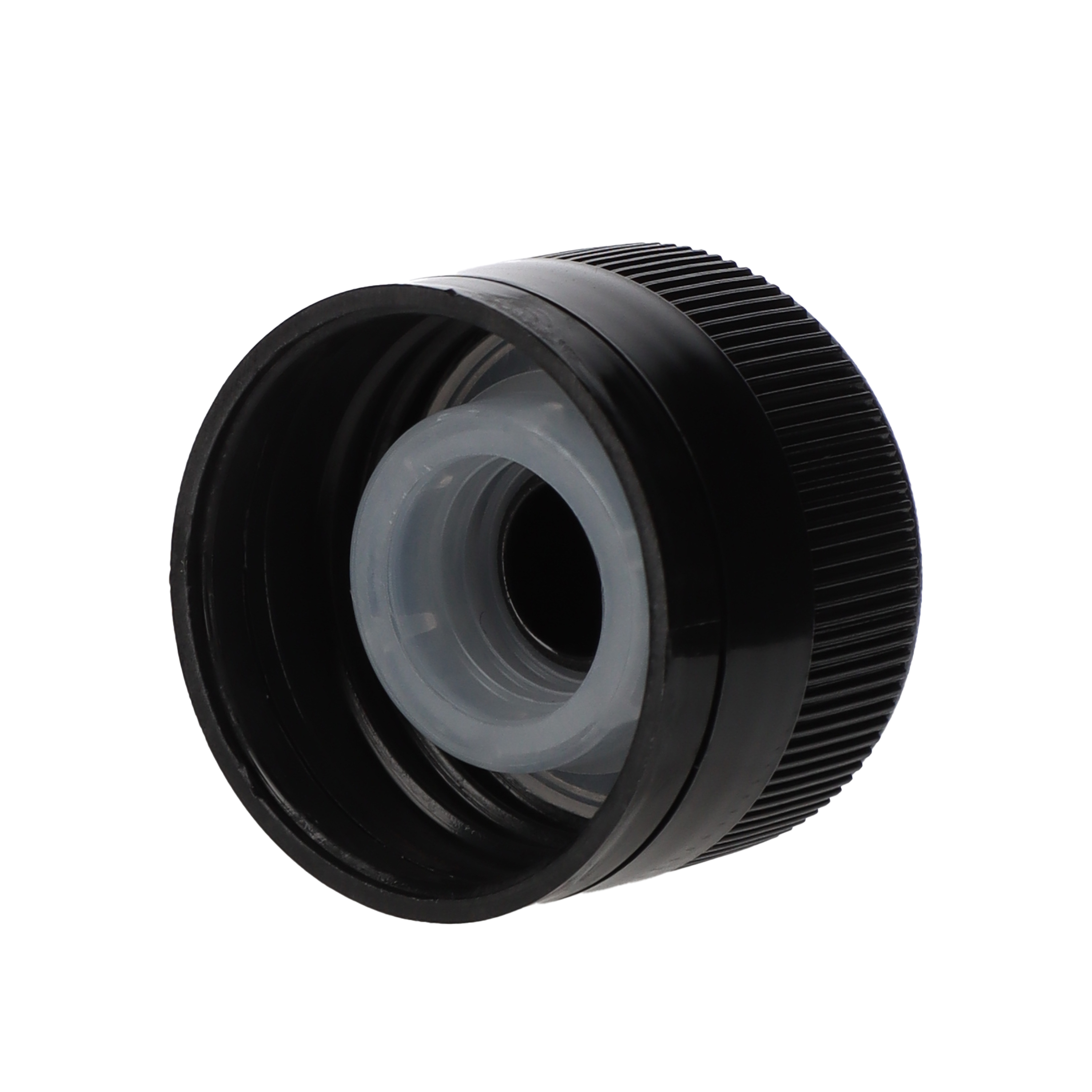 PP31,5 Schraubverschluss schwarz - Kunststoff mit Ausgießer, Gewinde & Sicherungsring  Karton à 1600 Stück