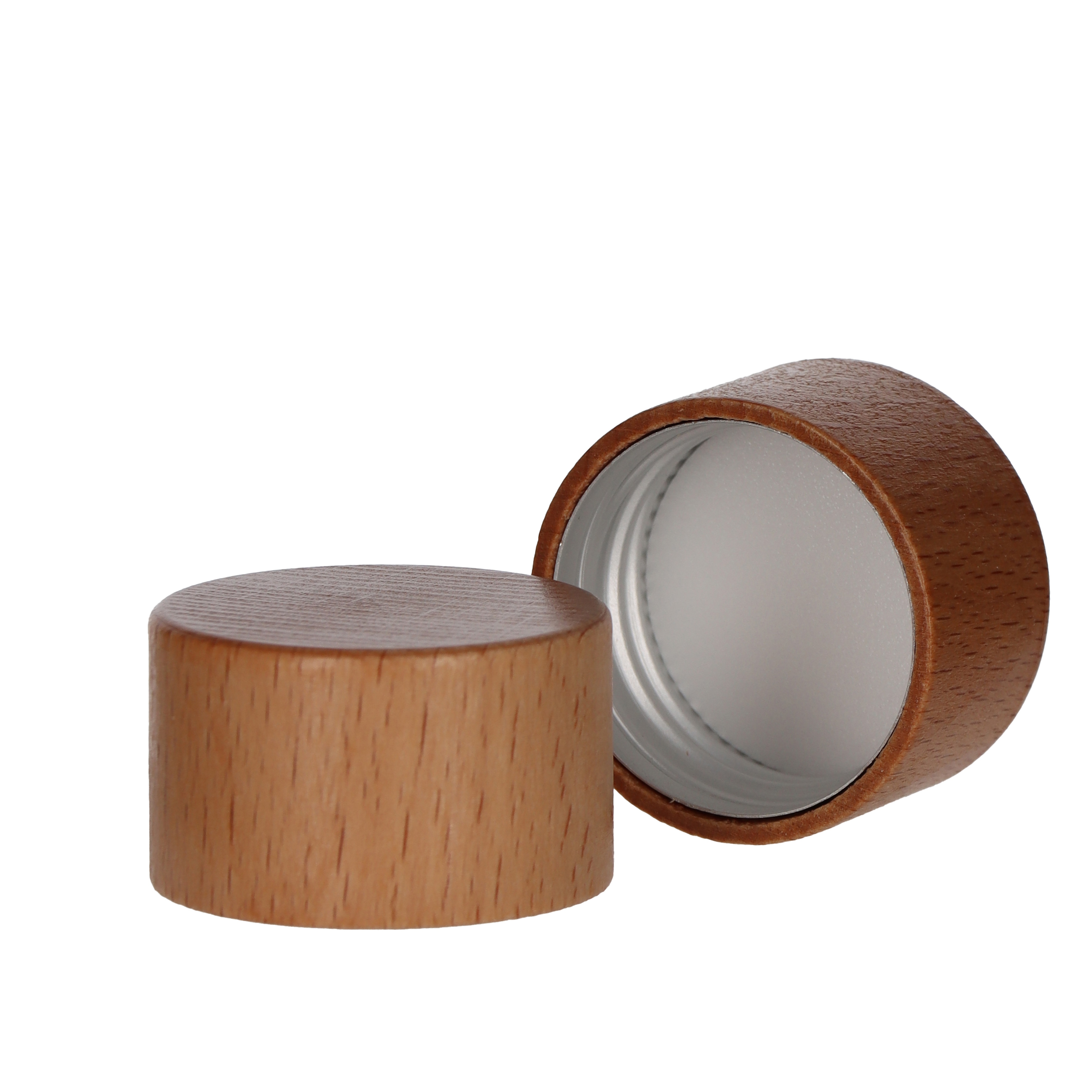 Schraubverschluss Alu PP31,5 mit Gewinde Holzkappe natur lackiert Beutel à 20 Stück