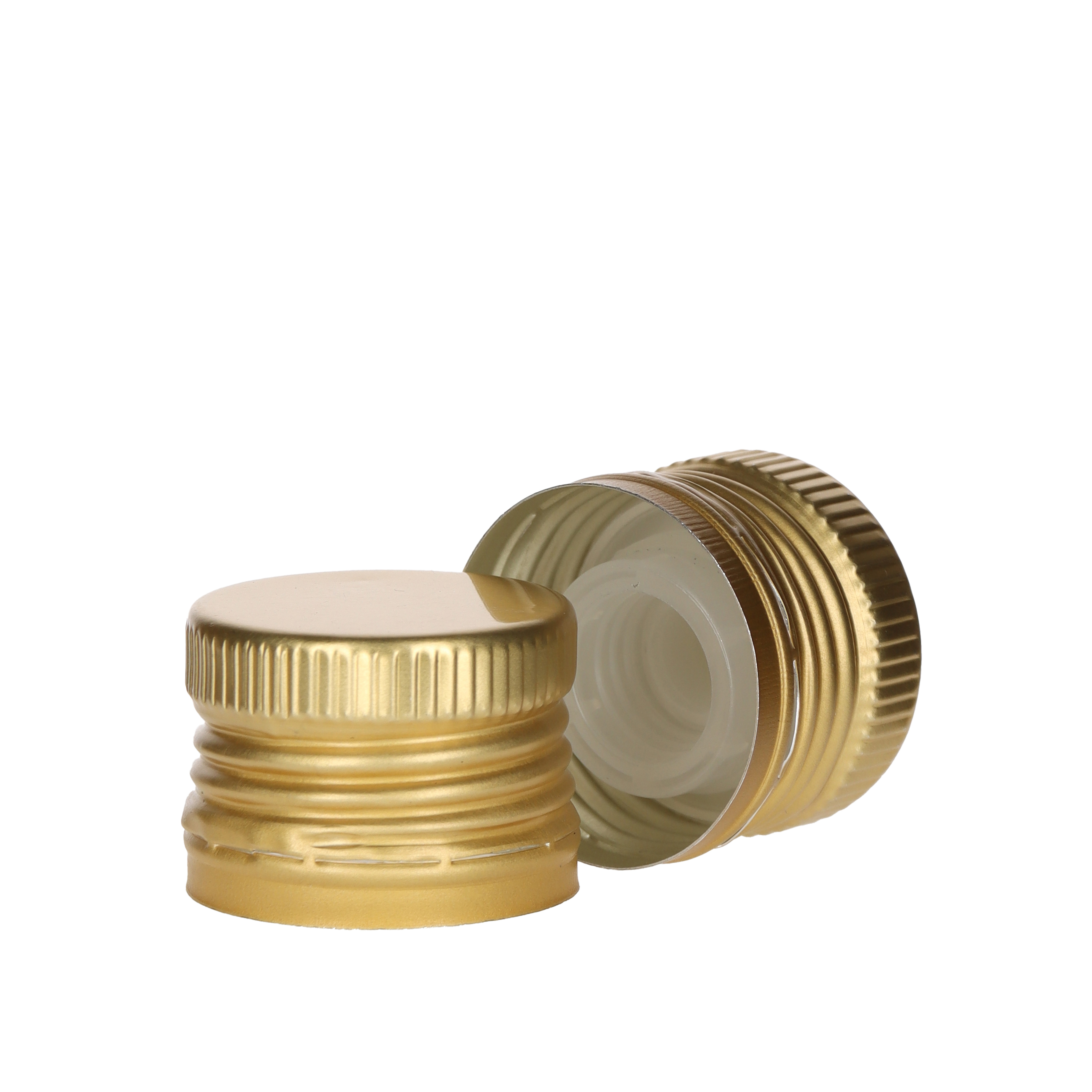 Schraubverschluss Alu PP31,5/24 Gold mit Ausgießer Gewinde und Sicherungsring Beutel à 100 Stück