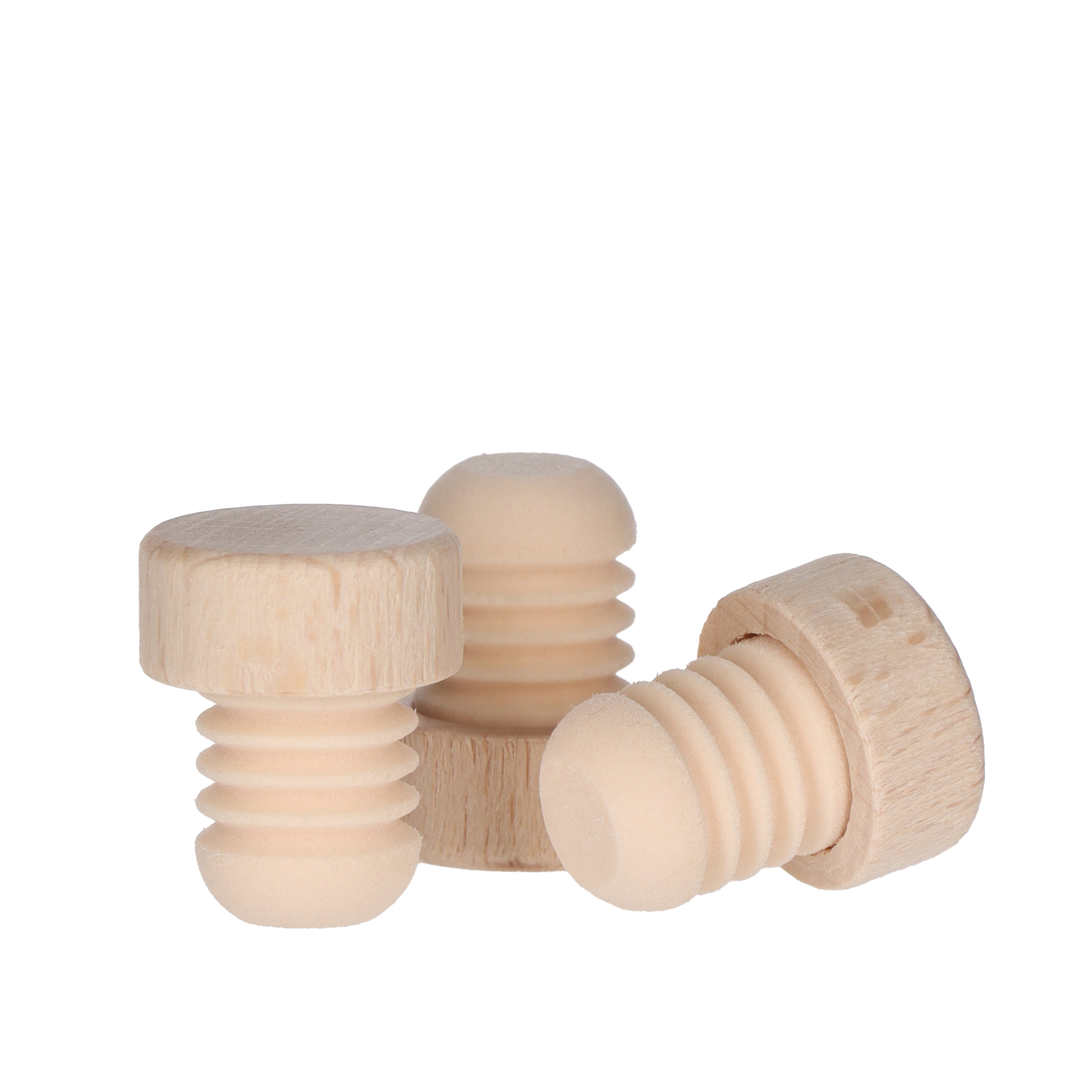 Holzscheibe Natur 15mm PE gerillt 22,0x10,0 - 15,0x17,0  Beutel à 20 Stück