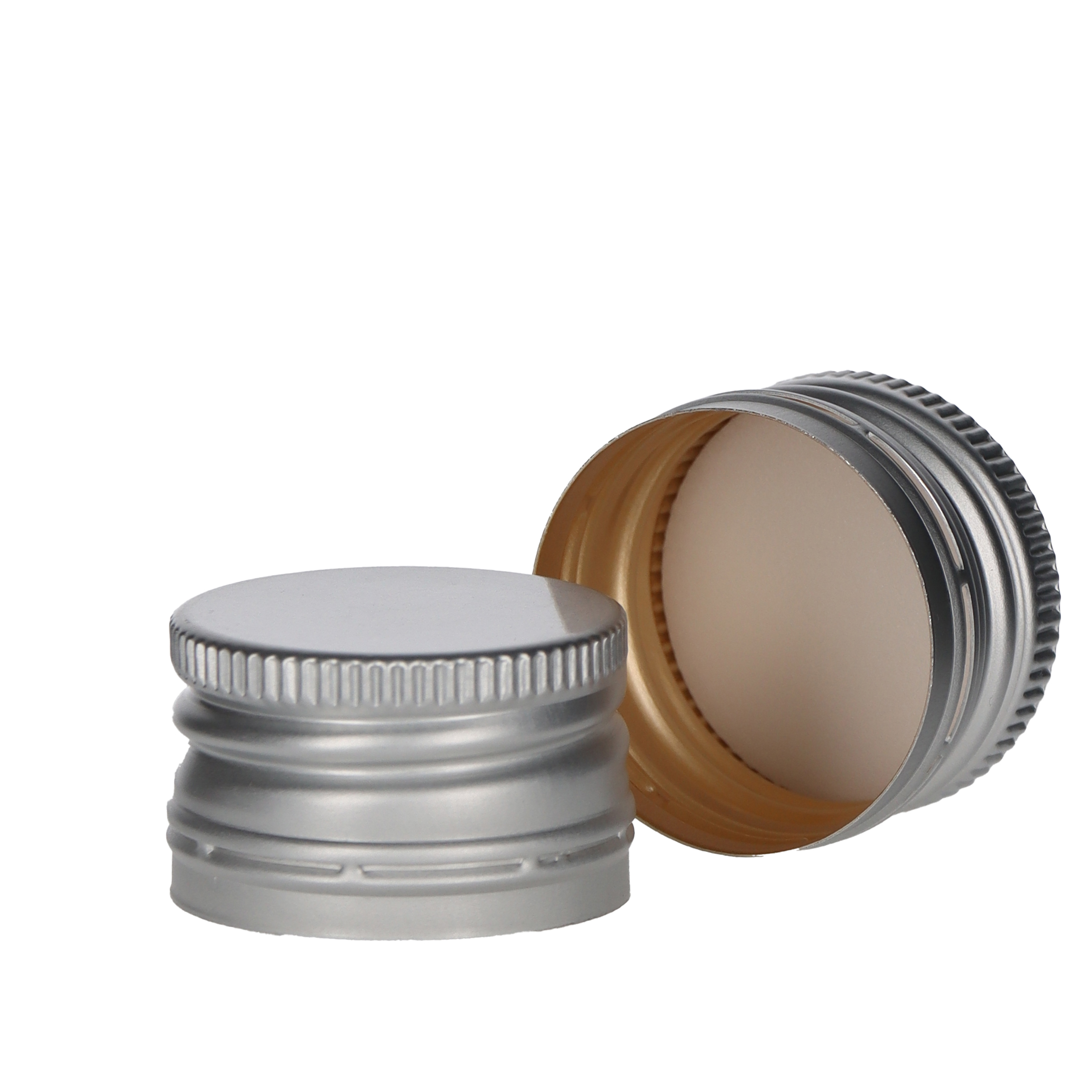 Schraubverschluss Alu PP28 silber mit Gewinde und Sicherrungsring  Beutel à 100 Stück