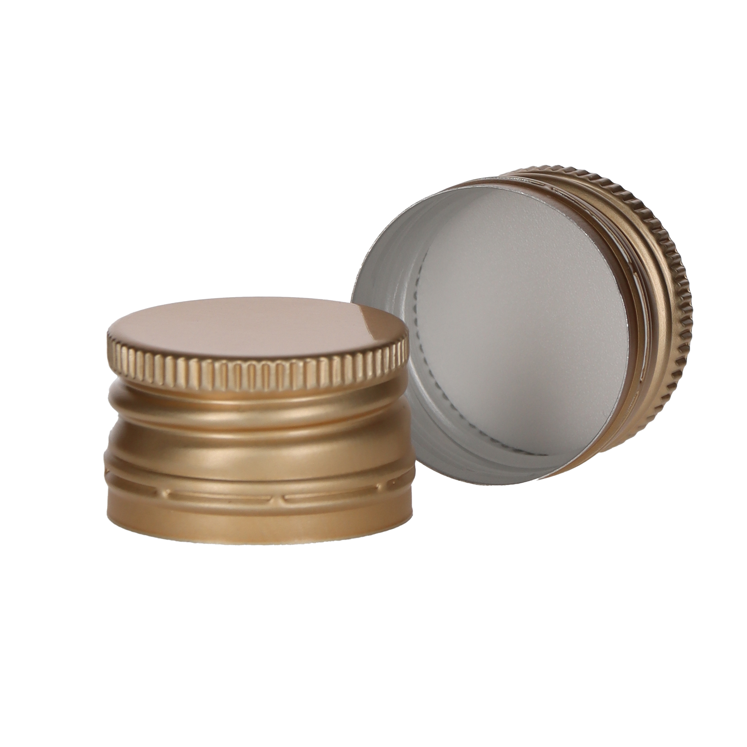 Schraubverschluss Alu PP28/18 gold mit Gewinde & Sicherungsring Beutel à 100 Stück